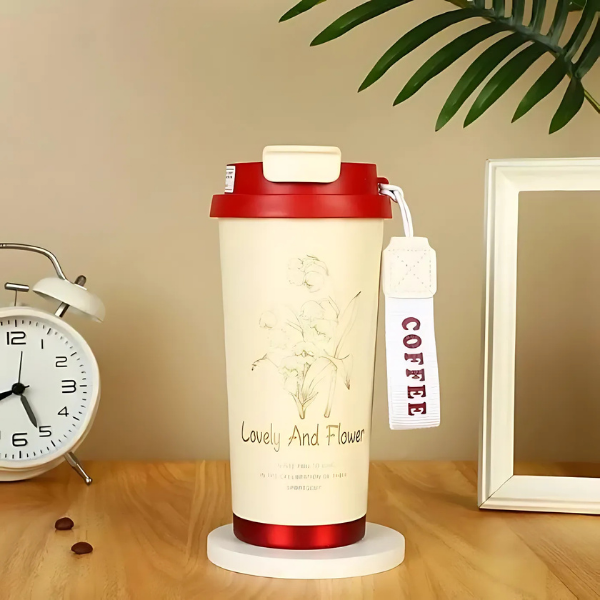 Lovely & Floral Insulated Coffee Tumbler – 500ml, Stylish & Leakproof