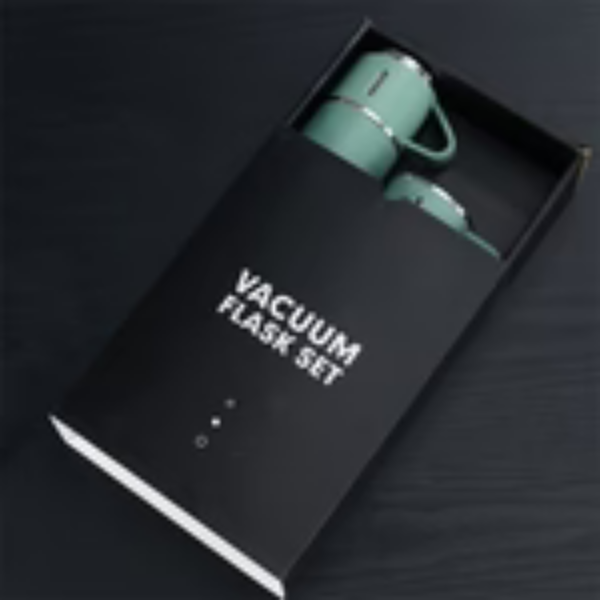 Stainless Steel Vacuum Flask Set – 1 Bottle + 2 Cups, Double Wall Insulated