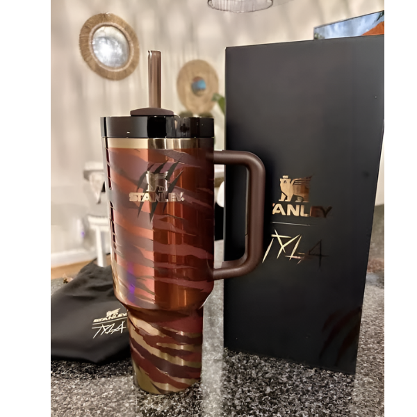 Stanley Tyla Limited Edition Tumbler – 40oz Tiger-Stripe Insulated Cup with Gift Box & Bag