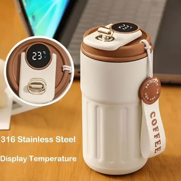 Smart Temperature Display Coffee Mug – Stainless Steel, Insulated, Leakproof