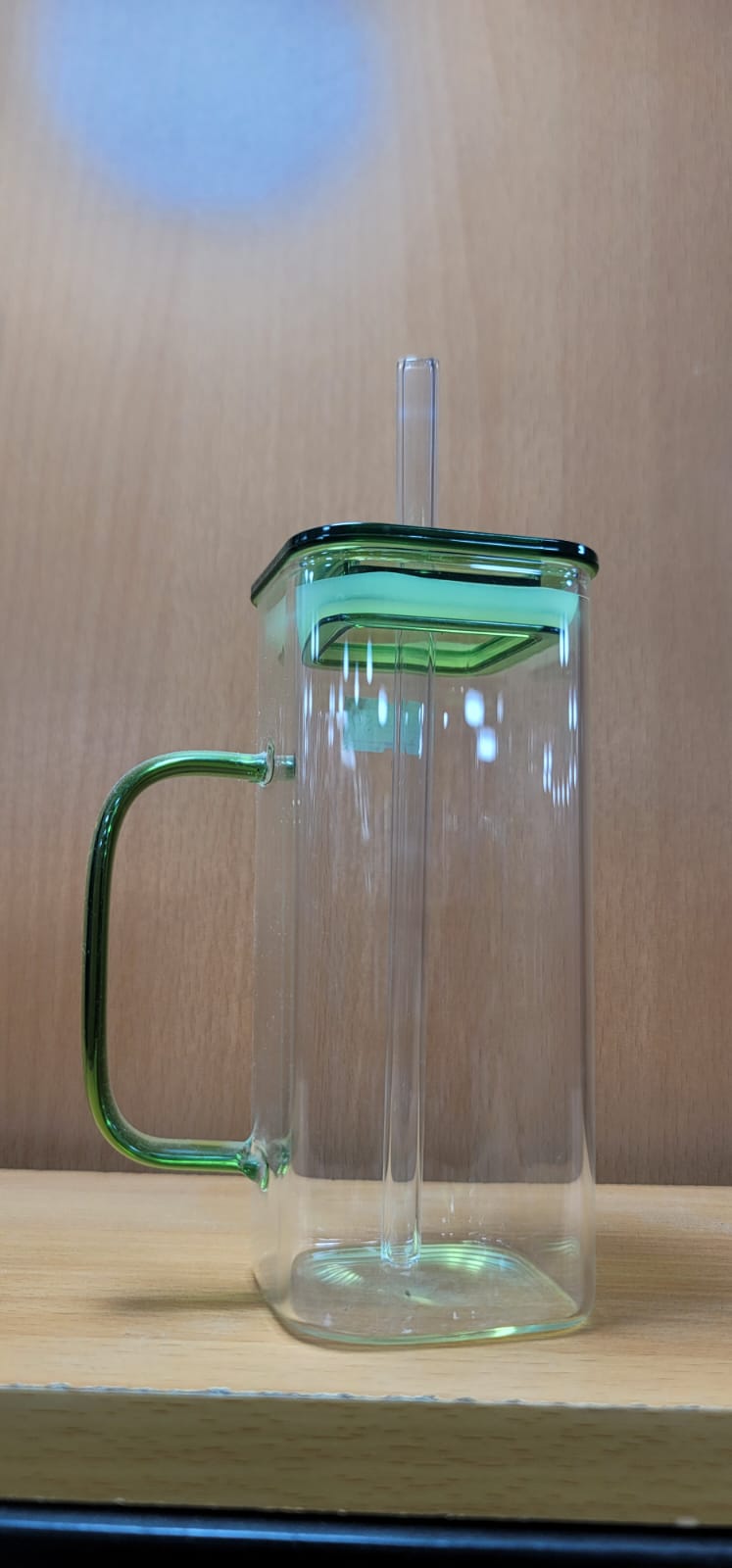 Square Glass Sipper – Minimalist Hydration Bottle with Handle & Straw