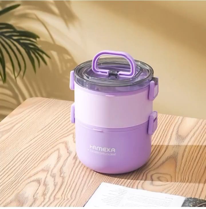 2-Layer Stainless Steel Bento Lunchbox – Leak-Proof & Compact Food Container
