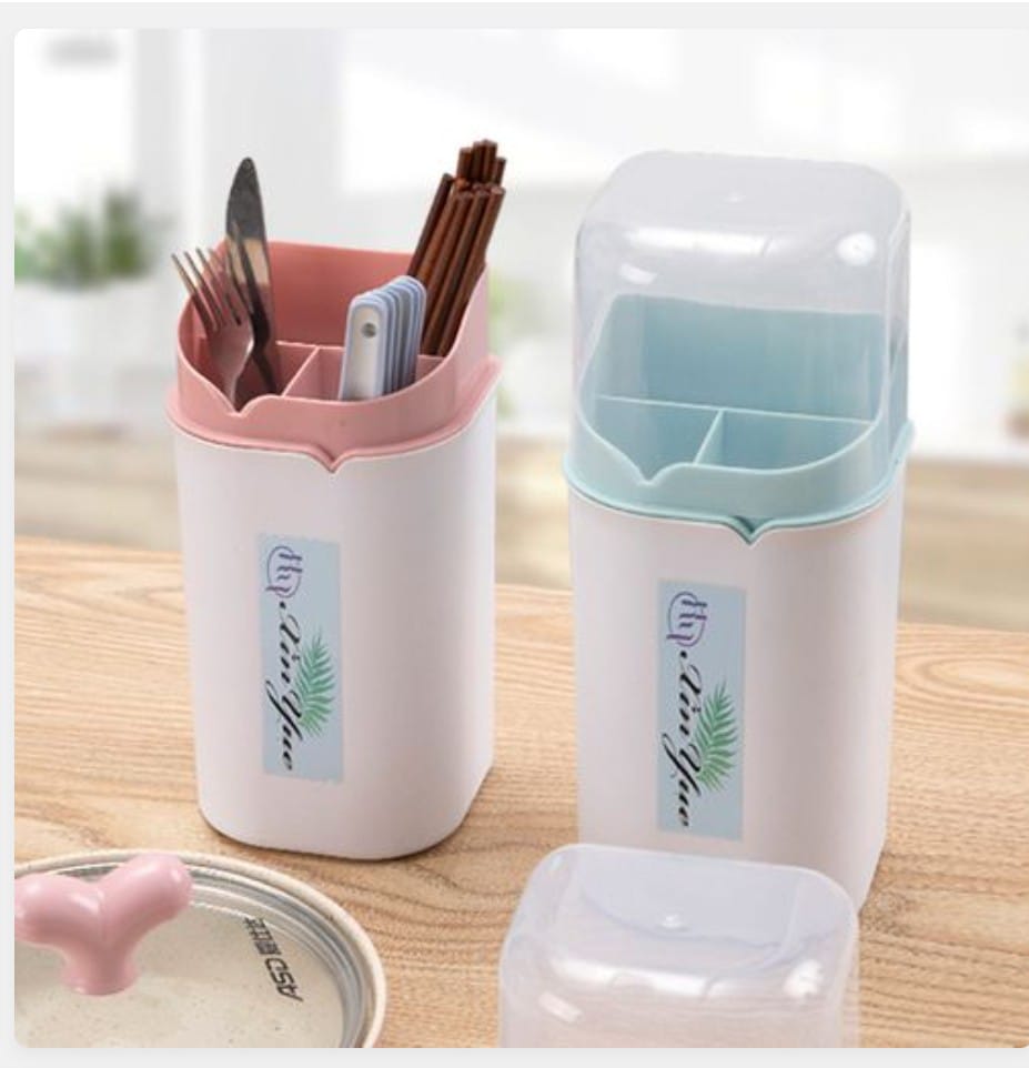 Multi-Purpose Spoon & Brush Holder with Cap – Hygienic Kitchen Organizer