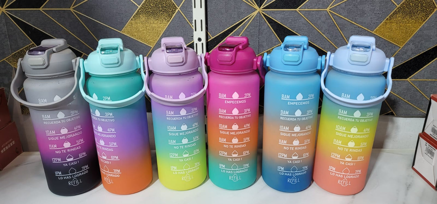 3-in-1 Motivational Water Bottle – 1200ml Multi-Layered Hydration Bottle (Plastic)