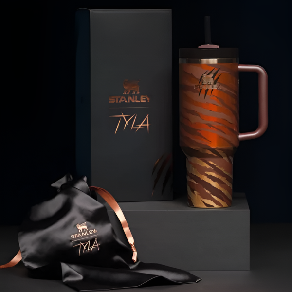 Stanley Tyla Limited Edition Tumbler – 40oz Tiger-Stripe Insulated Cup with Gift Box & Bag