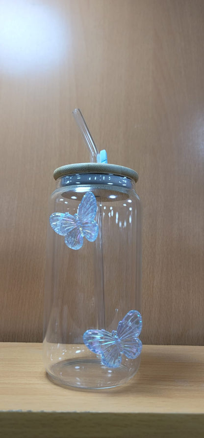 Butterfly Glass Sipper – Elegant Drinkware with Floral Charm