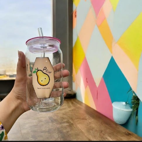 Stylish Borosilicate Glass Sipper with Straw – 540ml (Eco-Friendly & Durable)