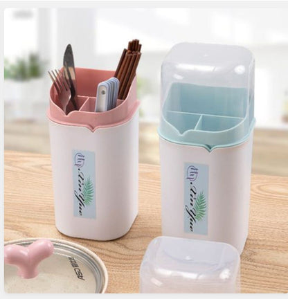 Multi-Purpose Spoon & Brush Holder with Cap – Hygienic Kitchen Organizer