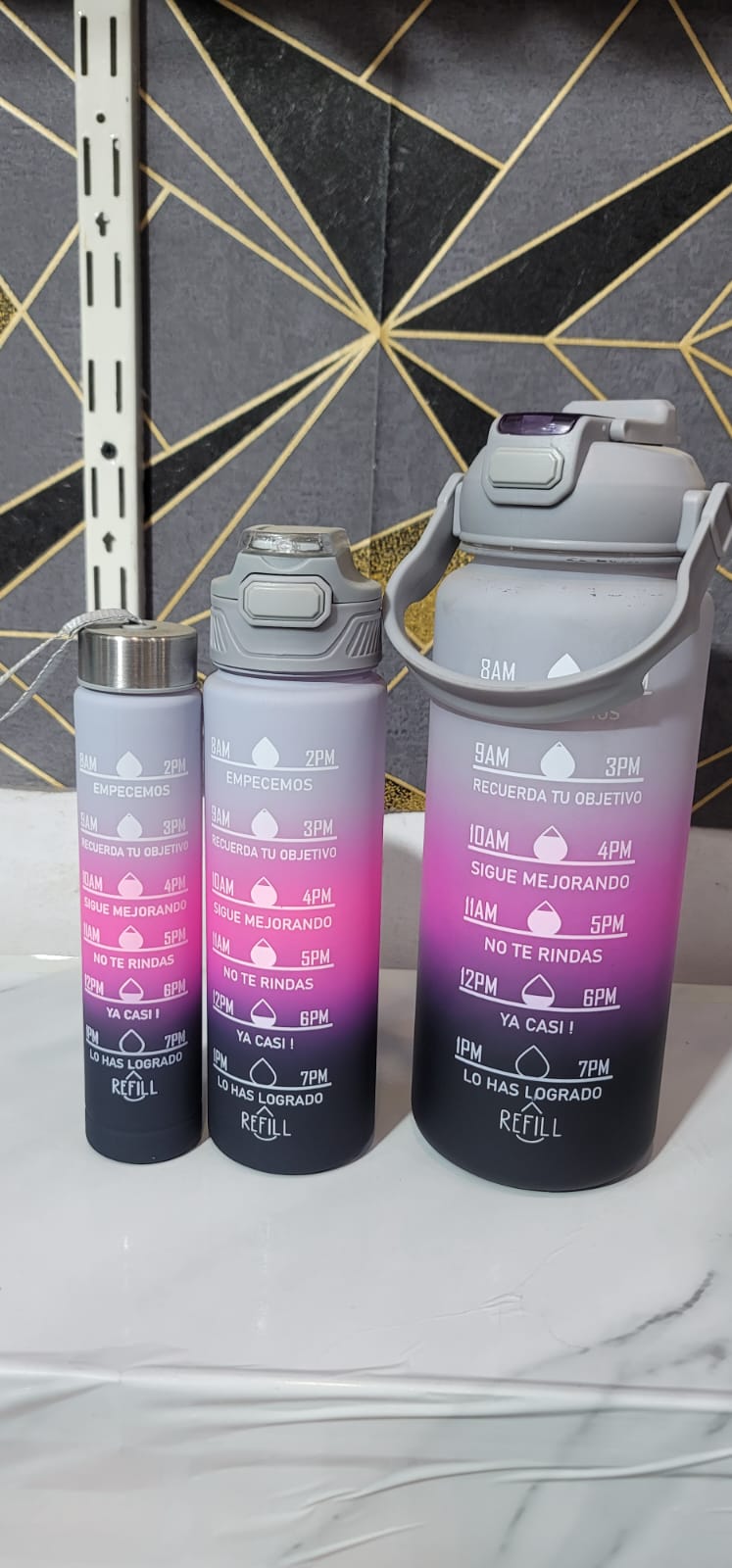 3-in-1 Motivational Water Bottle – 1200ml Multi-Layered Hydration Bottle (Plastic)
