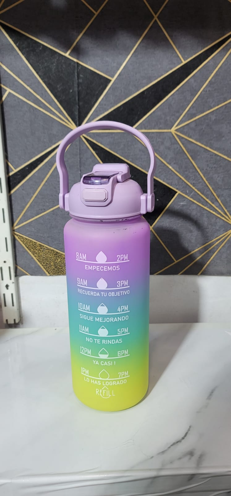 3-in-1 Motivational Water Bottle – 1200ml Multi-Layered Hydration Bottle (Plastic)