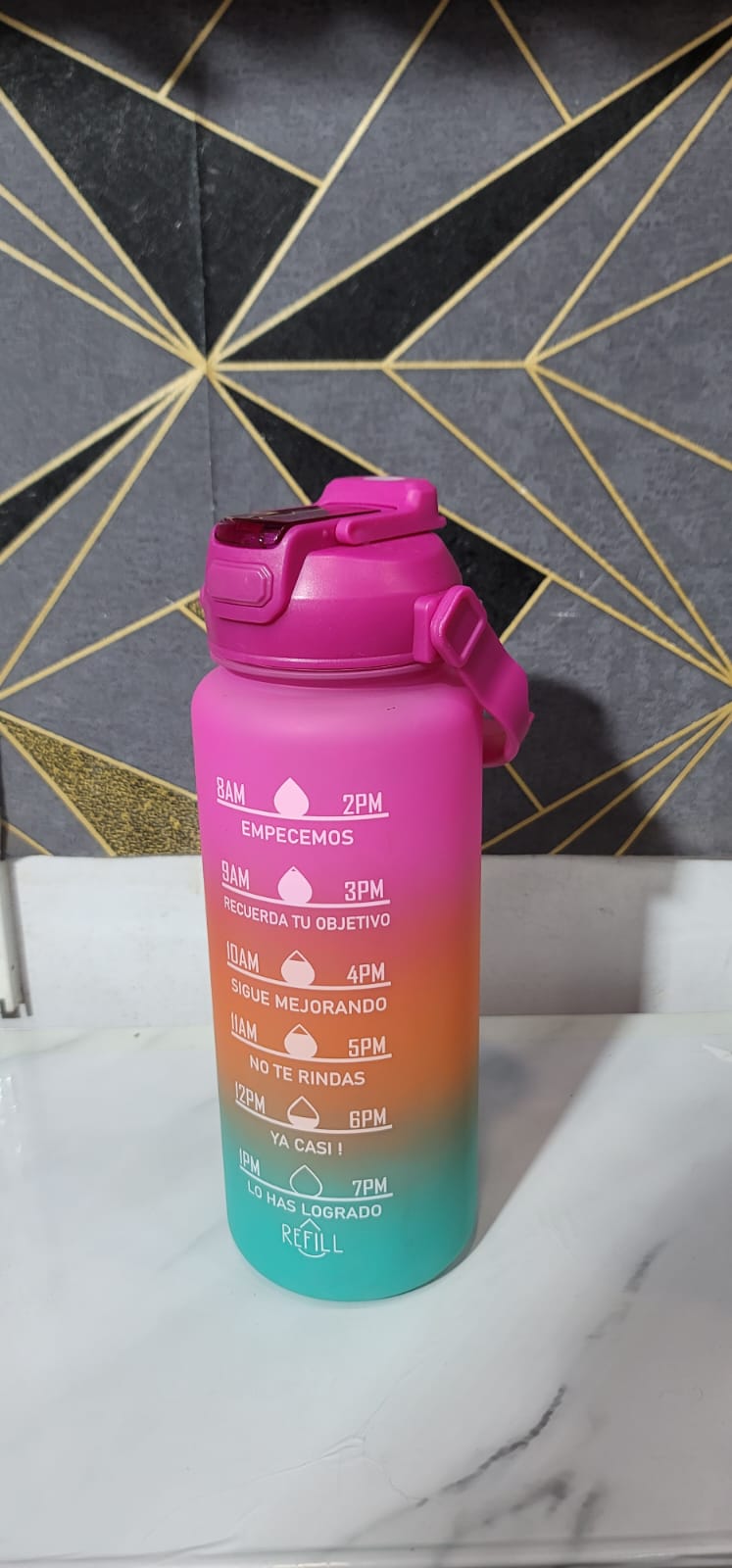3-in-1 Motivational Water Bottle – 1200ml Multi-Layered Hydration Bottle (Plastic)